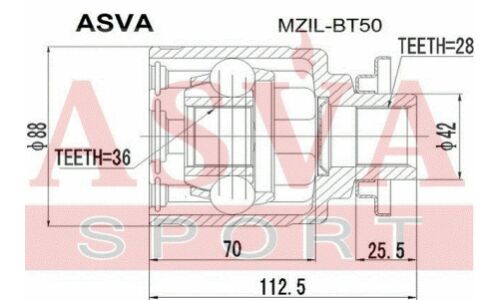 ШРУС Asva, внутренний, арт. MZIL-BT50