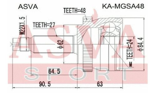 ШРУС Asva, передний, внешний, арт. KA-MGSA48