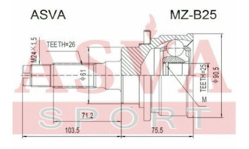 ШРУС Asva, передний, внешний, арт. MZ-B25