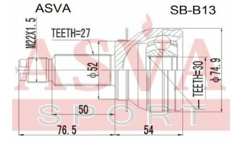 ШРУС Asva, наружный, для Subaru Legacy, арт. SB-B13