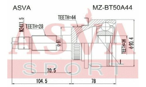 ШРУС Asva, внешний, арт. MZ-BT50A44