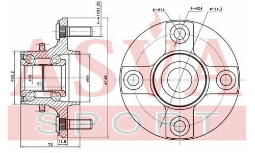 Ступица колеса с ABS | зад прав/лев Asva, арт. NSWH-N16A42