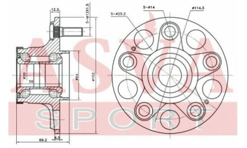 Ступица колеса Asva, для Honda Stream / Crossroad, арт. HNWH-FRVMR