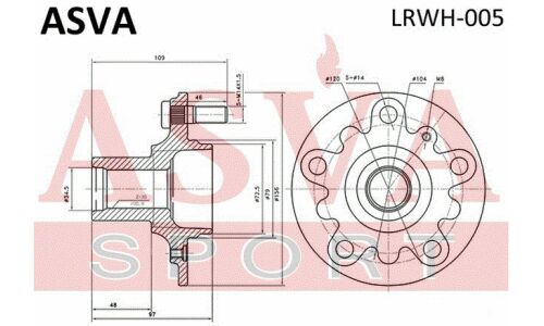 Ступица колеса Asva, арт. LRWH-005