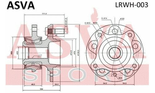 Ступица колеса Asva, арт. LRWH-003