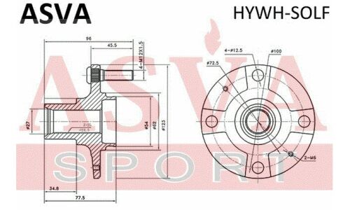 Ступица колеса Asva, для Hyundai Solaris, арт. HYWH-SOLF