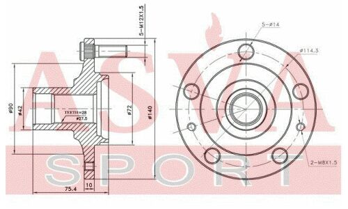 Ступица колеса Asva, для Mazda 6 / Atenza, арт. MZWH-6F