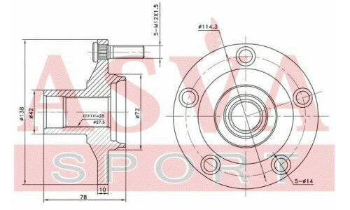 Ступица колеса Asva, арт. MZWH-5F