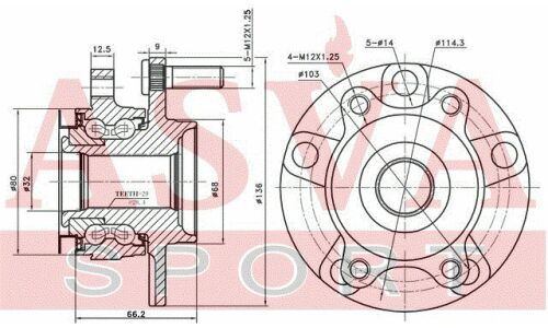 Ступица колеса Asva, для Nissan X-Trail / Qashqai, арт. NSWH-J10F