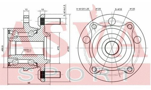 Ступица колеса Asva, с ABS, передняя, арт. HNWH-P2F