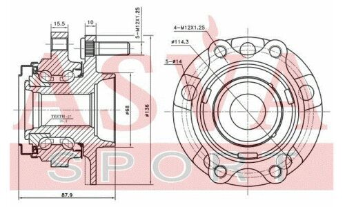 Ступица колеса Asva, арт. NSWH-S51MF