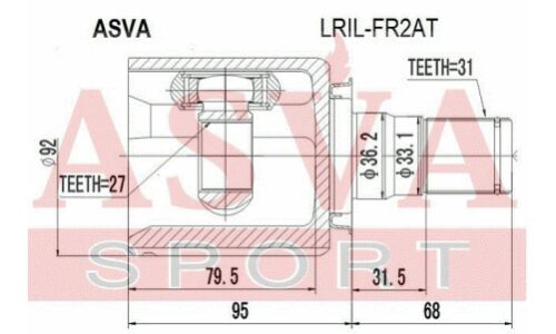 ШРУС Asva, передний, левый, внутренний, арт. LRIL-FR2AT