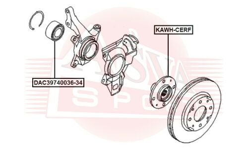 Подшипник ступицы колеса (комплект) | зад Asva, арт. DAC39740036-34