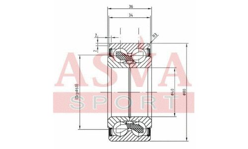 Подшипник ступицы колеса Asva, арт. DAC40800036-34