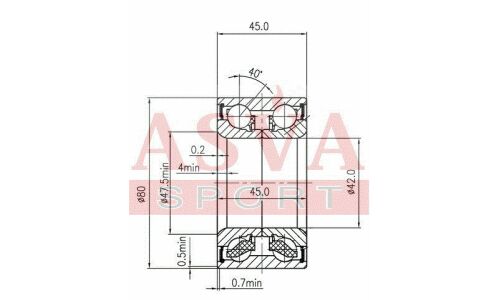 Подшипник ступицы колеса Asva, арт. DAC42800045