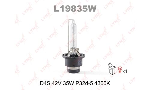 Лампа ксеноновая LYNXAuto D4S (P32d-5), 42В, 35Вт, 4300К, 1 шт, арт. L19835W
