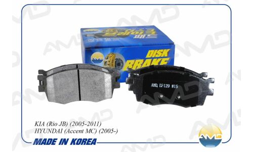 Колодки тормозные дисковые AMD, передние, комплект на ось (4 шт), арт. AMD.BF129