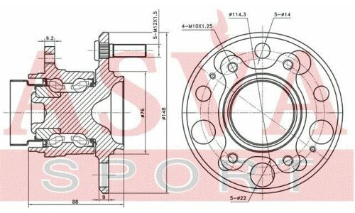 Ступица колеса Asva, задняя, арт. KAWH-CDR