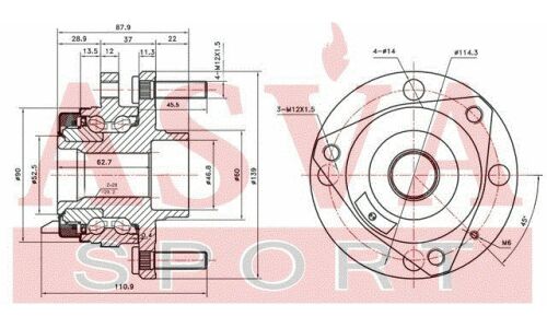 Ступица колеса Asva, с ABS, передняя, арт. CHRWH-V200F