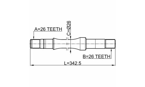 Полуось Febest, передняя, правая, арт. 0712-RH413WD