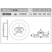 Диск тормозной  (58411-39600, 58411-39300) | зад Sangsin, арт. SD1024