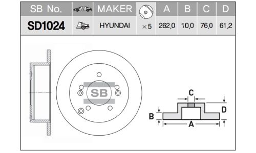 Диск тормозной  (58411-39600, 58411-39300) | зад Sangsin, арт. SD1024