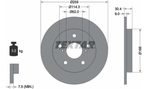 Диск тормозной с покрытием PRO | зад прав/лев Textar, арт. 92164103