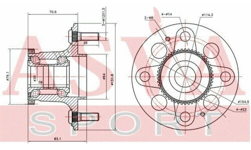 Ступица колеса Asva, задняя, арт. HNWH-CF3A50R