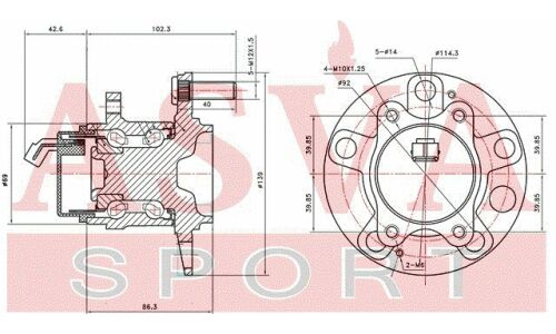 Ступица колеса Asva, задняя, арт. KAWH-CERMR