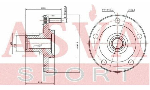 Ступица колеса Asva, передняя, арт. MTWH-H66F