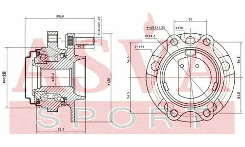 Ступица колеса Asva, для Infiniti M35 / M45, арт. NSWH-V36MF