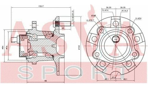 Ступица колеса Asva, арт. TYWH-ACM20R
