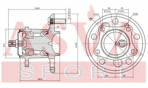Ступица колеса Asva, арт. TYWH-ACV50RR