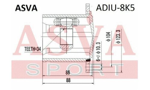 ШРУС Asva, передний, левый, внутренний, арт. ADIU-8K5