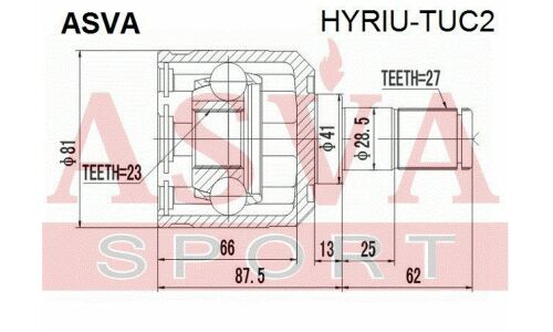 ШРУС Asva, задний, внутренний, арт. HYRIU-TUC2