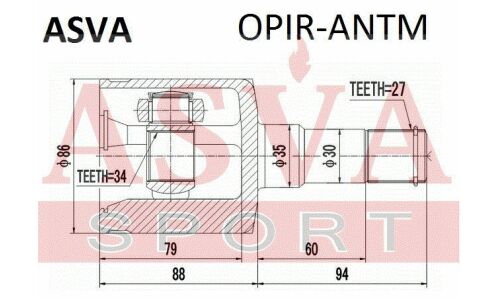 ШРУС внутренний | перед лев Asva, арт. OPIR-ANTM