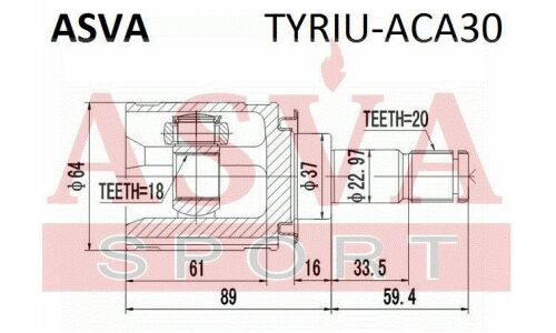 ШРУС Asva внутренний, арт. TYRIU-ACA30