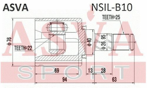 ШРУС Asva, внутренний, арт. NSIL-B10