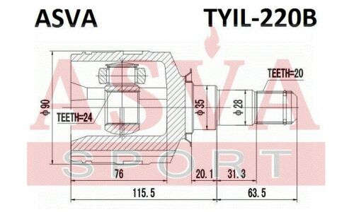 ШРУС Asva, передний, левый, внутренний, арт. TYIL-220B