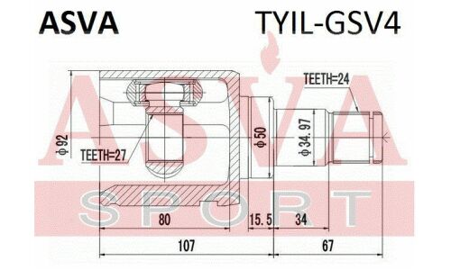 ШРУС Asva, передний, внутренний, арт. TYIL-GSV4