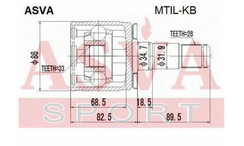 ШРУС Asva, внутренний, для Mitsubishi Pajero / Montero Sport, арт. MTIL-KB