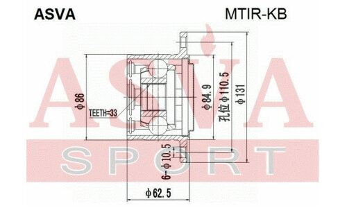 ШРУС Asva, внутренний, арт. MTIR-KB