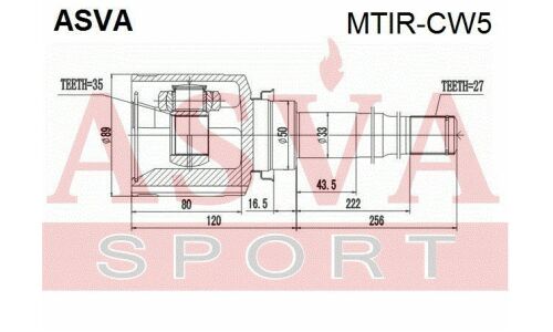 ШРУС Asva, передний, правый, внутренний, арт. MTIR-CW5