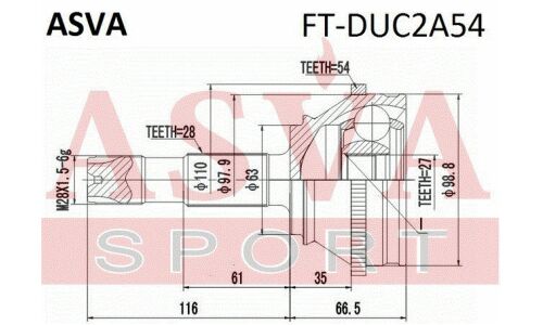 ШРУС Asva, внешний, арт. FT-DUC2A54