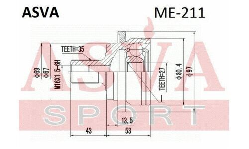 ШРУС Asva, внешний, арт. ME-211