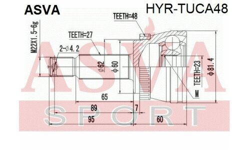 ШРУС Asva, задний, наружный, арт. HYR-TUCA48
