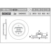 Диск тормозной задний D292мм R16 Sangsin, арт. SD3032