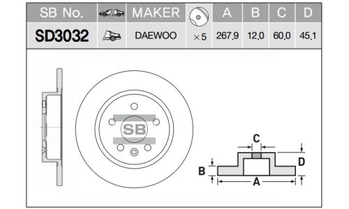 Диск тормозной задний D292мм R16 Sangsin, арт. SD3032