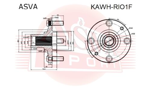 Ступица колеса Asva, передняя, арт. KAWH-RIO1F