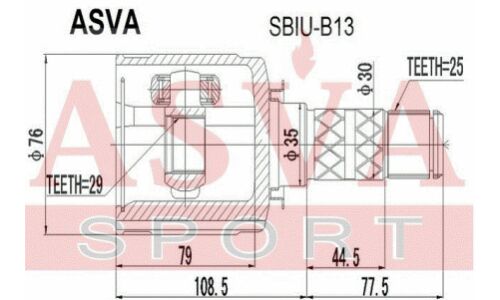 ШРУС Asva, внутренний, для Subaru Legacy, арт. SBIU-B13